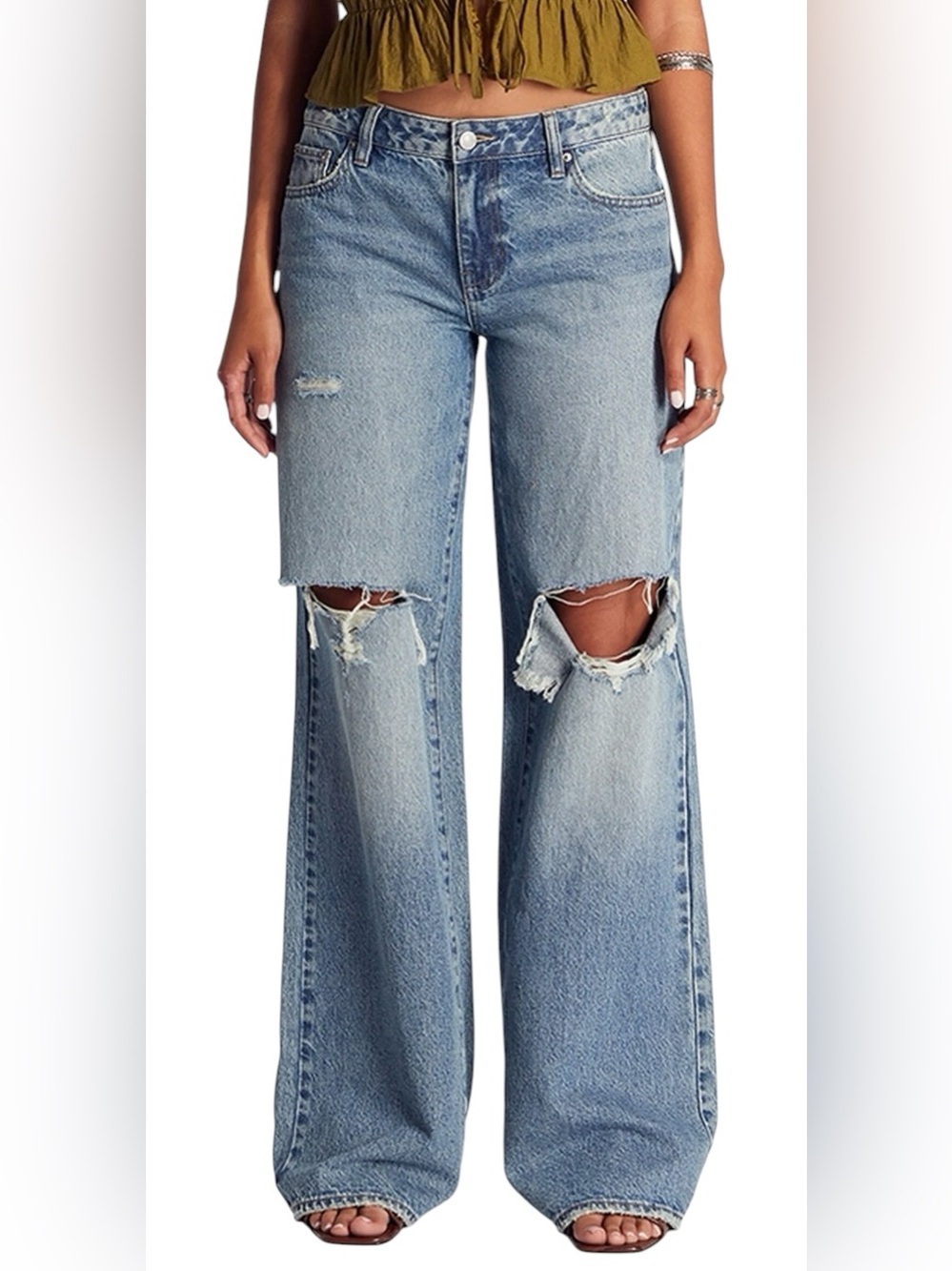 PacSun Casey Low Rise Baggy Jeans Distressed Y2K Wide Leg Trendy Sz 26 Sold Out
